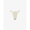 Lounge Underwear Womens Bridal Candice Embroidered Satin And Mesh Thong White In White