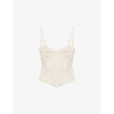 Lounge Underwear Womens Christina Intimates Mesh Corset White Xs