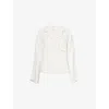 Lounge Underwear Womens  Crinkle Cropped Woven Pyjama Shirt In White