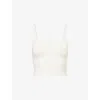 Lounge Underwear Womens White Pointelle Cropped Stretch-cotton Cami Pyjama Top Xs
