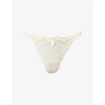 Lounge Womens Adorn Floral Lace Thong Cream