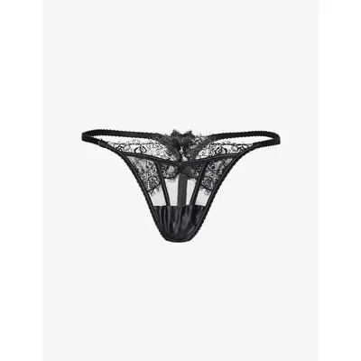 Lounge Womens Black Zendaya Lace Thong Xs