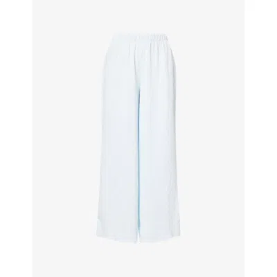 Lounge Womens Blue Crinkle Wide-leg Woven Pyjama Bottoms