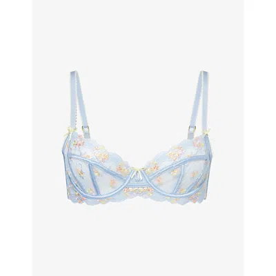 Lounge Womens Blue Lyra Balcony Lace Bra