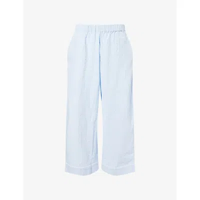 Lounge Womens Blue Textured Cotton Pyjama Bottoms