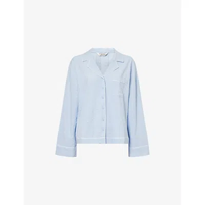 Lounge Womens Blue Textured Cotton Pyjama Shirt