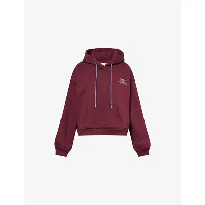 Lounge Womens  Underwear Oversized Logo-embroidery Cotton-jersey Hoody In Burgundy