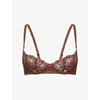 Lounge Womens Chocolate Flutter Plunge Lace Bra In Brown