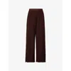 Lounge Womens Chocolate Soft Waffle Wide-leg High-rise Woven Pyjama Bottoms In Brown