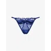 Lounge Womens Dark Blue Attract Lace Thong In Blue