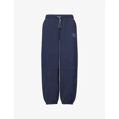 Lounge Womens  Underwear Barrel Leg Logo-embroidery Cotton-jersey Jogging Bottoms In Blue