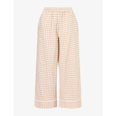 Lounge Womens Gingham Cotton Pyjama Bottoms Beige Xs In Neutral