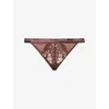 Lounge Womens  Underwear Blossom Lace Thong In Brown