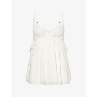 Lounge Womens White Bridal Penelope Mesh Nightdress