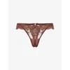 Lounge Womens  Underwear Flutter Lace Thong In Brown