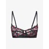 Lounge Womens  Underwear Printed Entice Balcony Lace Bra In Black