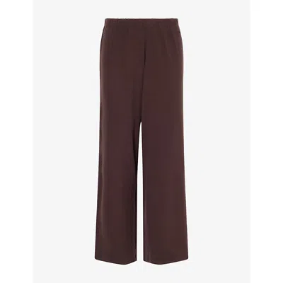 Lounge Womens  Underwear Ribbed Wide-leg Stretch-jersey Pyjama Bottoms In Brown