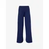 Lounge Womens  Underwear Logo-plaque Wide-leg Knit Trousers In Blue