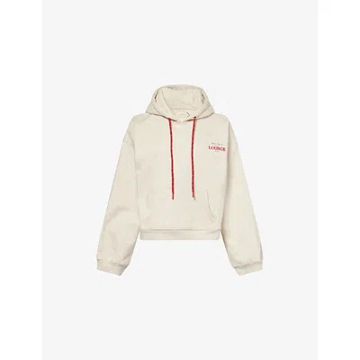 Lounge Womens  Underwear Oversized Logo-embroidery Cotton-jersey Hoody In Neutral