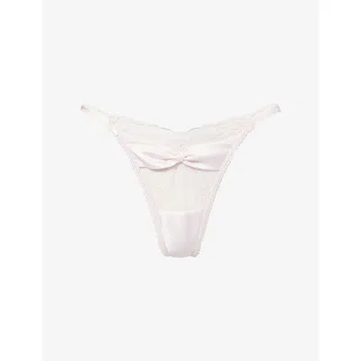 Lounge Womens  Underwear Attract Bow Lace Thong In Pink
