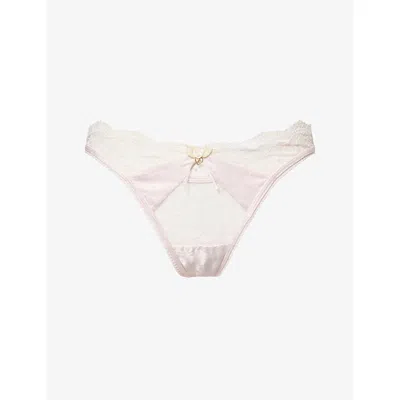 Lounge Womens Pink Caia High-rise Lace Thong In White