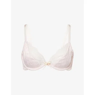 Lounge Womens Pink Caia Plunge Lace Satin Bra In Neutral