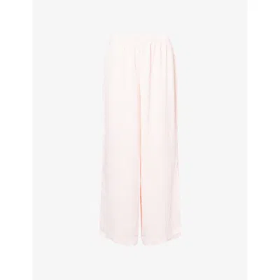 Lounge Womens Pink Crinkle Wide-leg Woven Pyjama Bottoms Xs