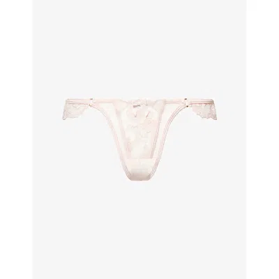 Lounge Womens Pink Tease Lace Thong