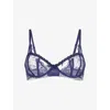 Lounge Womens Reveal Logo Lace Balcony Bra Navy 32dd In Blue
