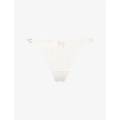Lounge Womens Tempt Floral Lace Thong Cream In Neutral