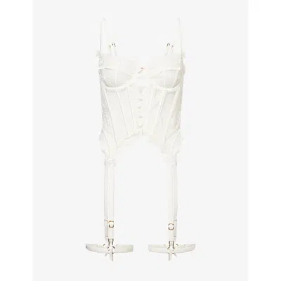 Lounge Womens White Bridal Elizabeth Lace Basque Xs