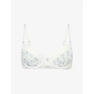 Lounge Womens White Floral Delilah Balcony Lace Bra