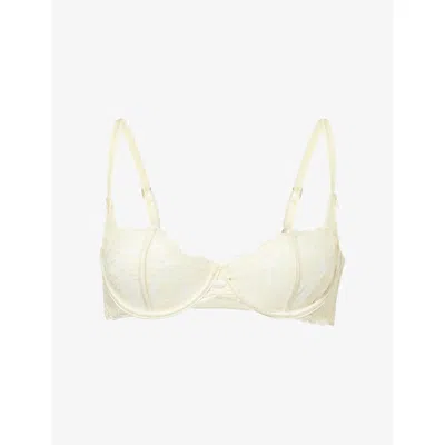 Lounge Womens Yellow Attract Balcony Lace Bra In White