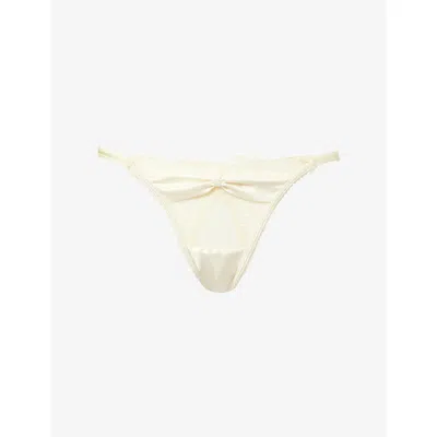 Lounge Womens Yellow Attract Floral Lace Thong