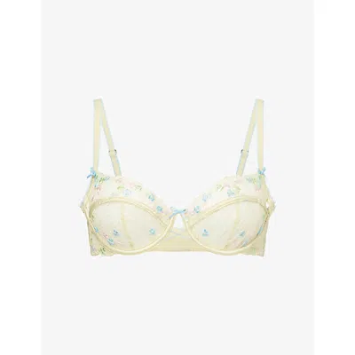 Lounge Womens Yellow Solene Balcony Lace Bra 34dd