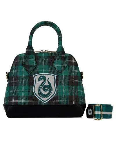 Loungefly Harry Potter Slytherin Varsity Plaid Crossbody Bag In Green
