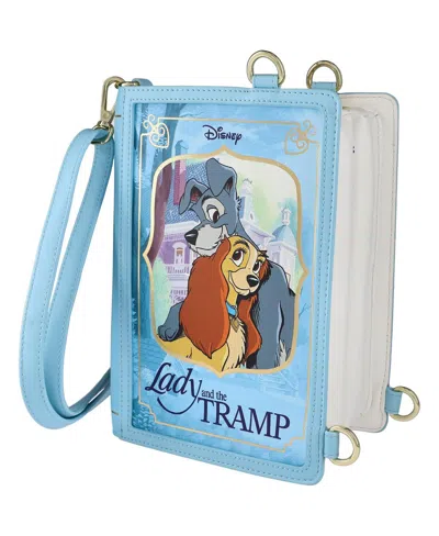 Loungefly Lady And The Tramp Book Convertible Crossbody Bag In Blue