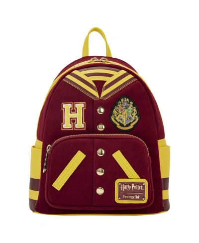 Loungefly Men's And Women's  Harry Potter Hogwarts Crest Varsity Jacket Mini Backpack In Maroon