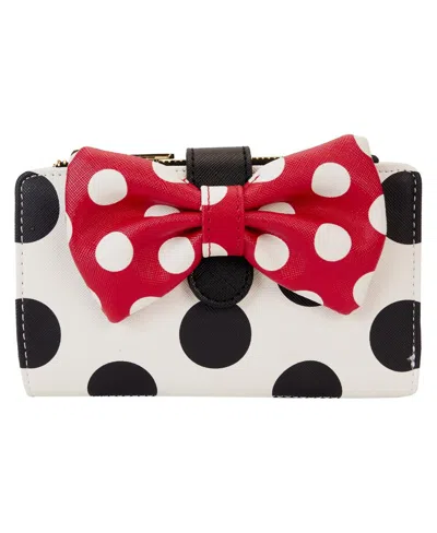 Loungefly Mickey Friends Minnie Mouse Rocks The Dots Classic Flap Wallet In White