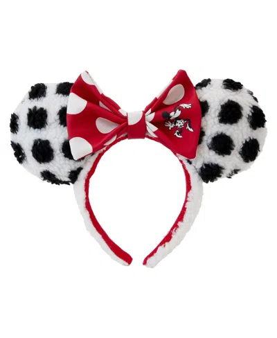 Loungefly Mickey Friends Minnie Mouse Rocks The Dots Sherpa Headband In Red