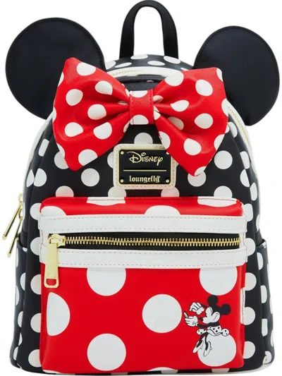 Loungefly Mickey Mouse Polka Dot Mini Backpack In Black/red