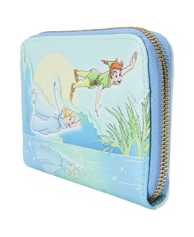 Loungefly Peter Pan You Can Fly Glow Zip-around Wallet In Blue