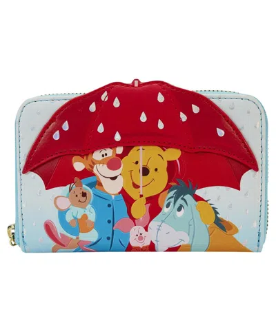 Loungefly Winnie The Pooh Friends Rainy Day Zip-around Wallet In Blue