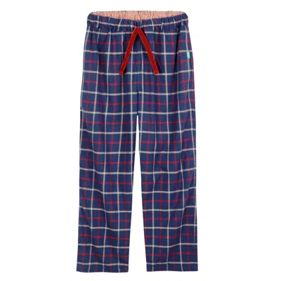 Loungers Neutrals / Blue / Red Women's Organic Brushed Cotton Lounge Bottoms / Trousers / Pants Red / Blue Ch In Multi