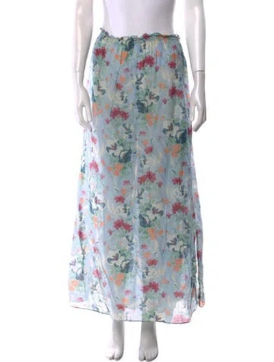 Pre-owned Loup Charmant Floral Print Midi Length Skirt In Blue