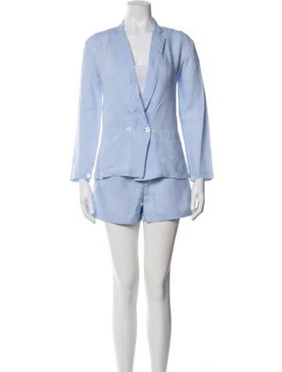 Pre-owned Loup Charmant Linen Short Set In Blue/white