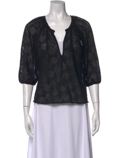 Pre-owned Loup Charmant Patterned V-neck Top In Blue