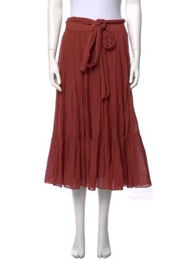 Pre-owned Loup Charmant Pleated Accents Midi Length Skirt In Red