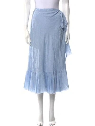 Pre-owned Loup Charmant Raw-edge Trim Midi Length Skirt In Blue