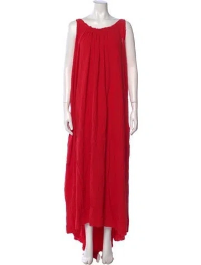 Pre-owned Loup Charmant Scoop Neck Long Dress In Red